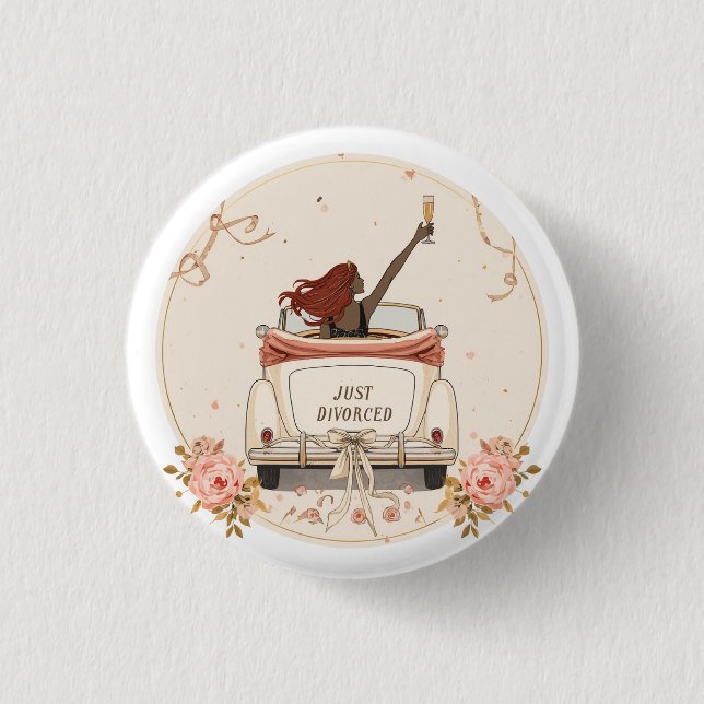 Just Divorced in Bloom Floral Elegant Button (Front)