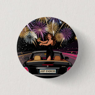 Just Divorced Party Button, Divorce Celebration 3 Cm Round Badge