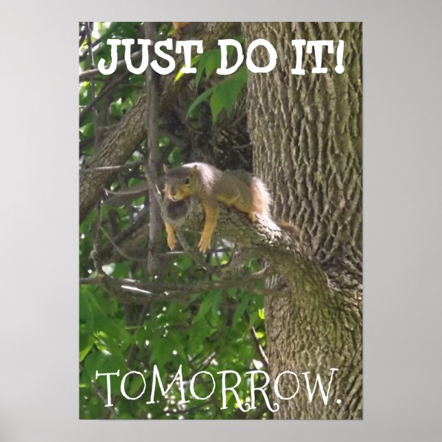 JUST DO IT, TOMORROW, funny lazy squirrel poster (Front)