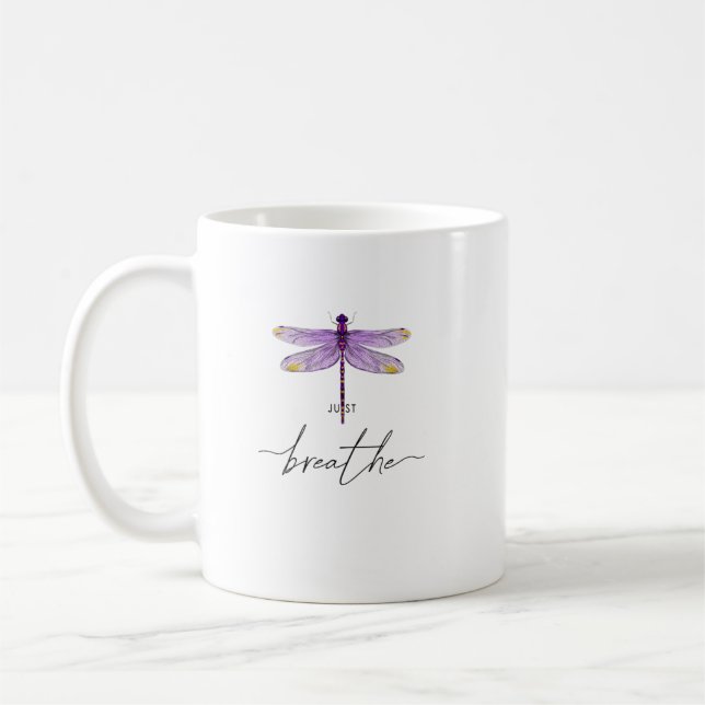 Just Dragonfly Tattoodesign Dandelion Breathe Medi Coffee Mug (Left)