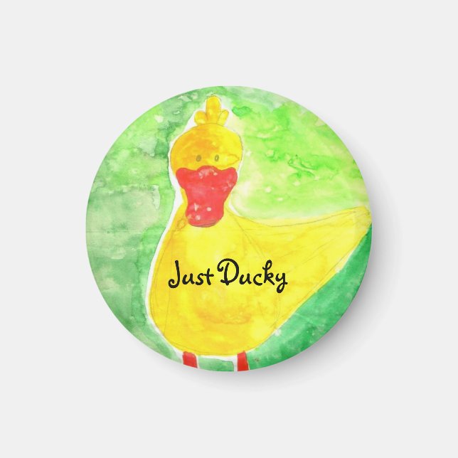 Just Ducky, duck magnet, bright and cheery gift Magnet (Front)