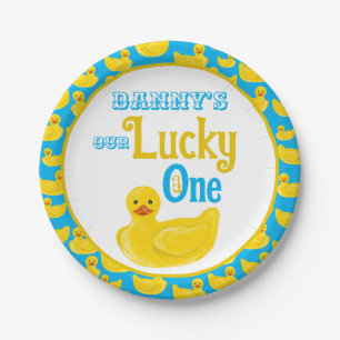 Just Ducky Lucky One First Birthday Invitation Paper Plate