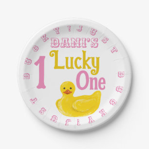Just Ducky Lucky One First Birthday Invitation Paper Plate