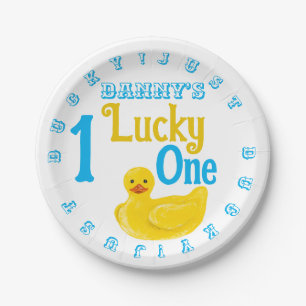 Just Ducky Lucky One First Birthday Invitation Paper Plate