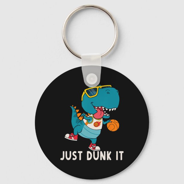 Just Dunk It Fun Dinosaur Bysketbyll League Slam D Key Ring (Front)