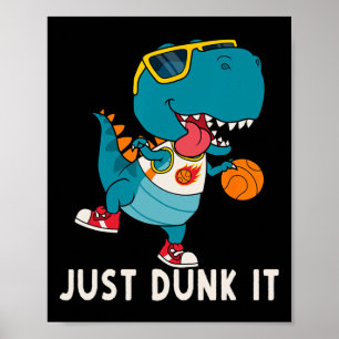 Just Dunk It Fun Dinosaur Bysketbyll League Slam D Poster