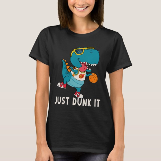 Just Dunk It Fun Dinosaur Bysketbyll League Slam D T-Shirt (Front)