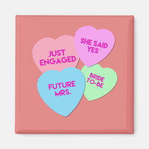 Just Engaged Candy Hearts Magnet