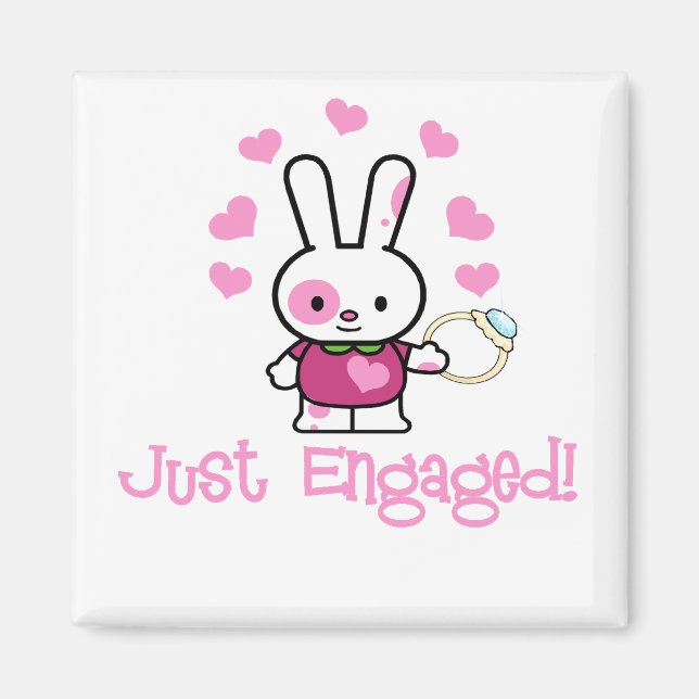 Just Engaged Cute Bunny Magnet (Front)