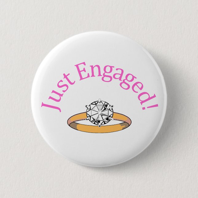 Just Engaged (Diamond) 6 Cm Round Badge (Front)