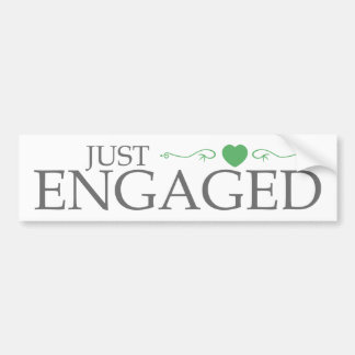Just Engaged (Green Heart Scroll) Bumper Sticker