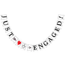 JUST ENGAGED, Red Heart, Diamond Ring, And Arrow