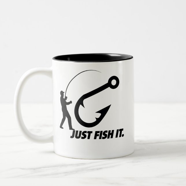 Just Fish It Gift For Her Him Two-Tone Coffee Mug (Left)