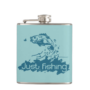 Just fishing fisherman's aqua hip flask