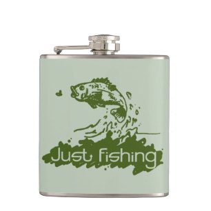 Just fishing fisherman's green hip flask