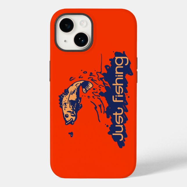 Just fishing mens orange red iphone case (Back)