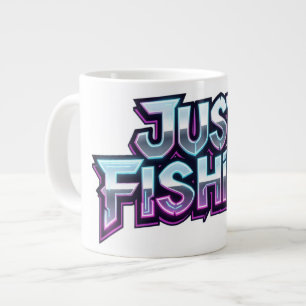 Just Fishing Neon Glow Funny Gift for Fisherman Large Coffee Mug