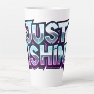 Just Fishing Neon Glow Funny Gift for Fisherman Latte Mug