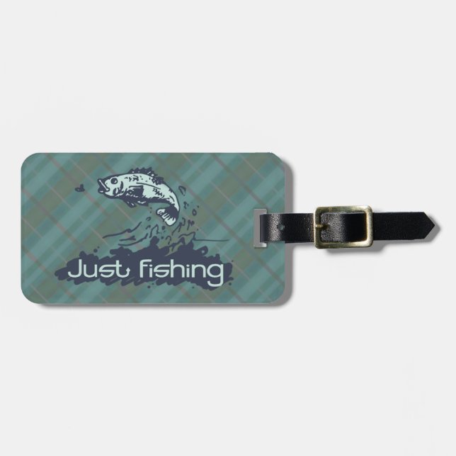 Just fishing tartan fish id luggage tag (Front Horizontal)