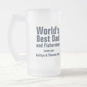 Just fishing world's best dad and fisherman glass frosted glass beer mug