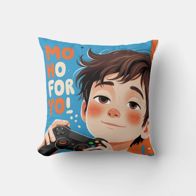 Just Five More Minutes – Funny Gamer Sleepy T-Shir Cushion (Front)