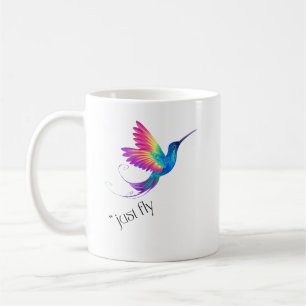 Just Fly - Vibrant Rainbow Hummingbird Art for Fre Coffee Mug