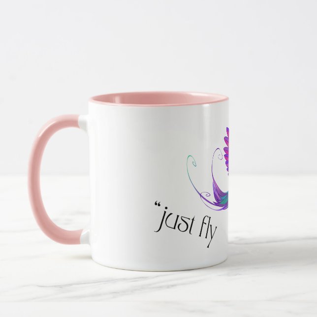 Just Fly - Vibrant Rainbow Hummingbird Art for Fre Mug (Left)