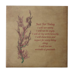 Just For Today Flowers Inspirational Prayer Tile