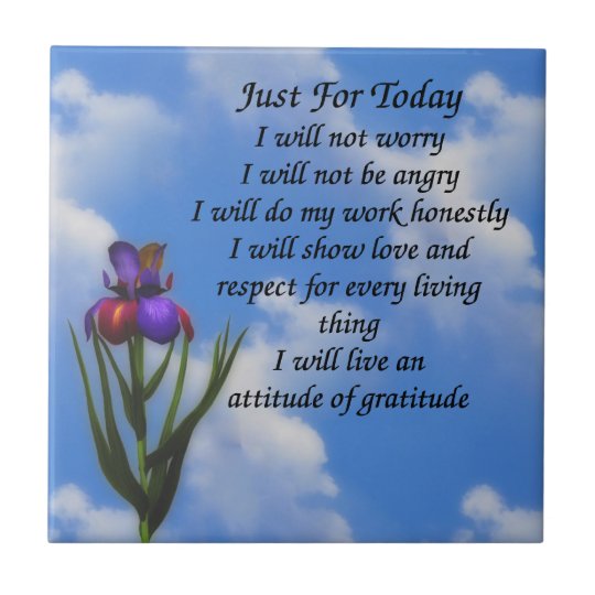 Just For Today Inspirational Prayer Tile Zazzle Co Uk