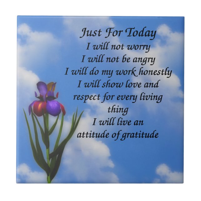 Just For Today Inspirational Prayer Tile (Front)