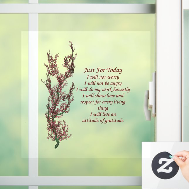 Just For Today Inspirational Prayer  Window Cling (Home)