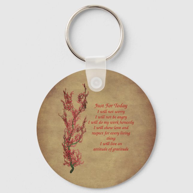Just For Today Inspirational Quote  Key Ring (Front)