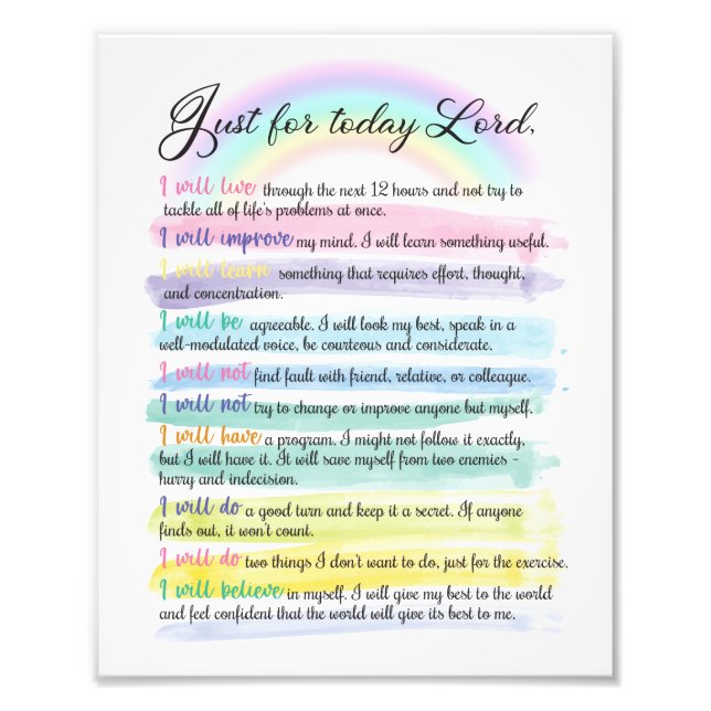 Just for today, Lord  Photo Print (Front)