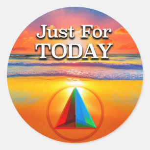 Just For Today Recovery Slogan Sunrise Classic Round Sticker