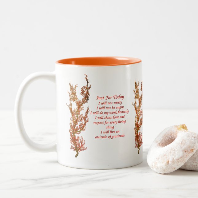 Just For Today Reiki Inspirational   Two-Tone Coffee Mug (With Donut)