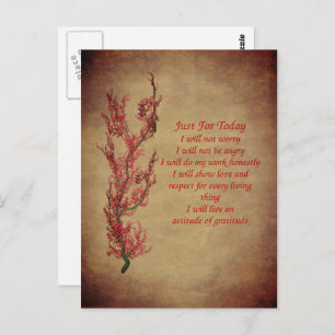 Just For Today Reiki Principles Inspirational  Postcard
