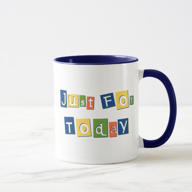 Just for Today Slogan Quote Colour Block Letters Mug (Right)
