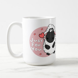 Just for you Kawaii funny sheep holds a heart  Coffee Mug