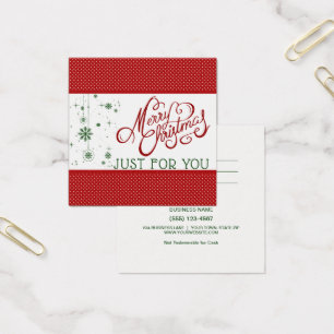 Just For You Merry Christmas Gift Card Certificate
