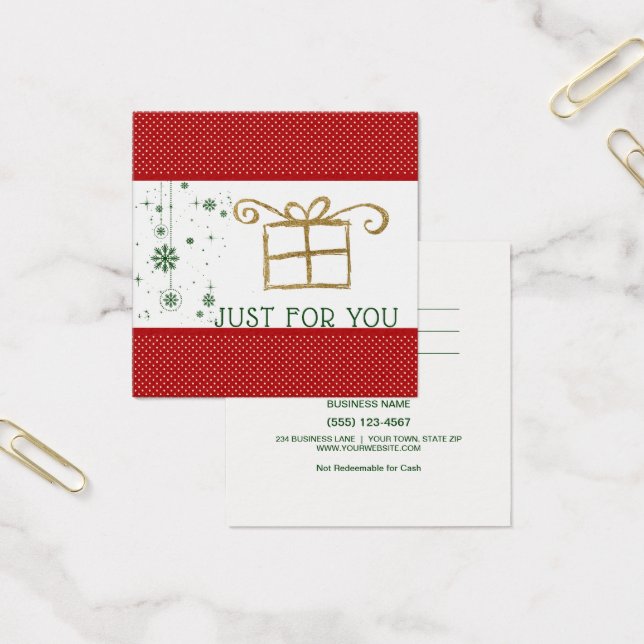 Just For You Red Green Gold Gift Card Certificate (Office)