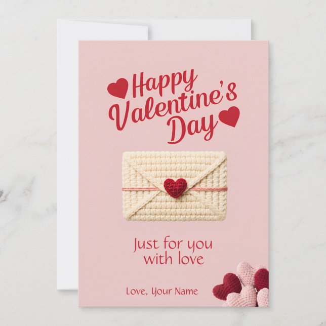 Just for You Valentine’s Day Card – Romantic Pink  (Front)