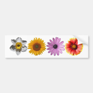 Just Four Flowers   Floral Photo Bumper Sticker