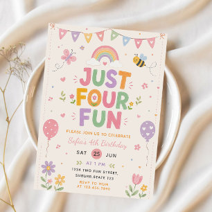Just Four Fun Birthday Party Invitation