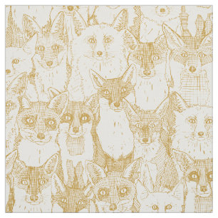 just foxes mustard soft white fabric
