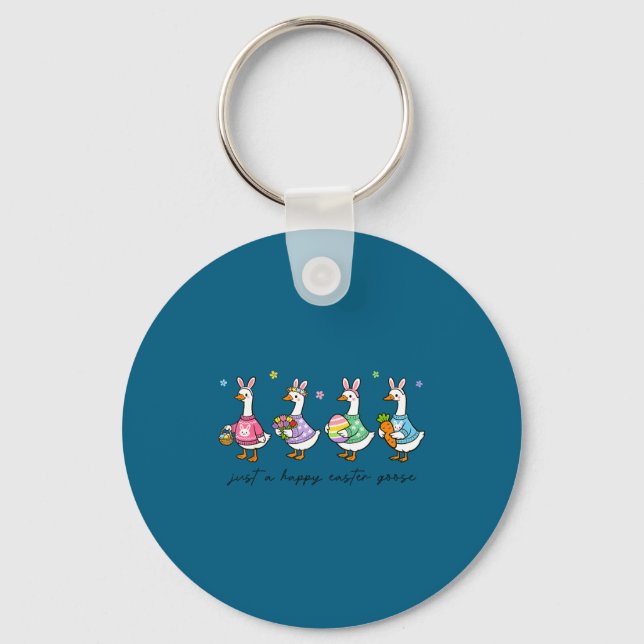 Just Funny Happy Easter Goose Eggs Easter Key Ring (Front)