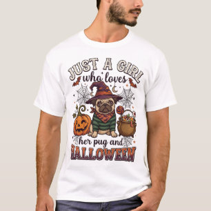 Just Girl Halloween Pug Pumpkin T-Shirt