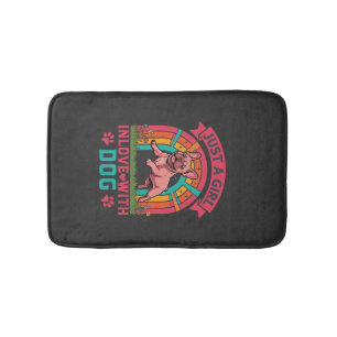 Just Girl Inlove Dog French Bulldog Rainbow Paws Bath Mat
