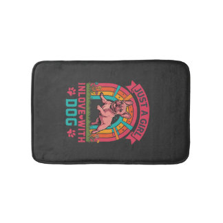 Just Girl Inlove Dog French Bulldog Rainbow Paws Bath Mat