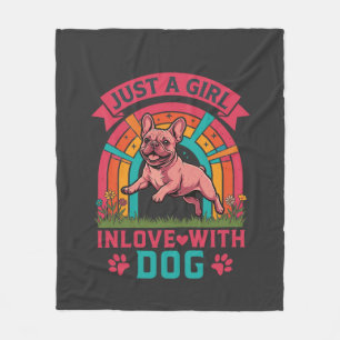 Just Girl Inlove Dog French Bulldog Rainbow Paws Fleece Blanket