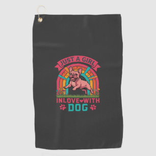 Just Girl Inlove Dog French Bulldog Rainbow Paws Golf Towel